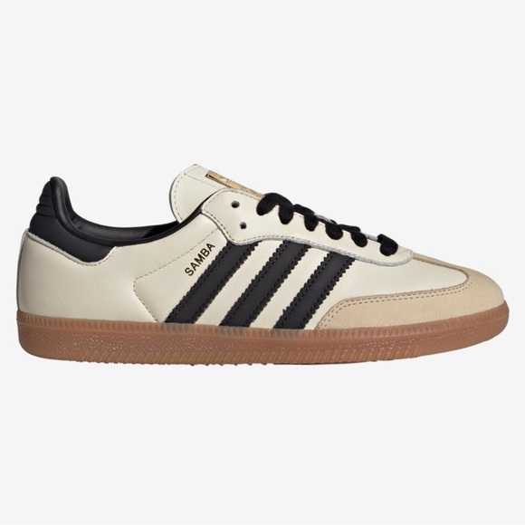 adidas Originals Other - Adidas Originals Men’s Samba OG 7.5 Beige Black Leather Unisex Gold Logo